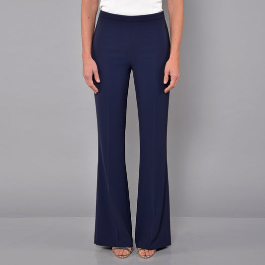 Pantaloni A Zampa Blu Zip Laterale