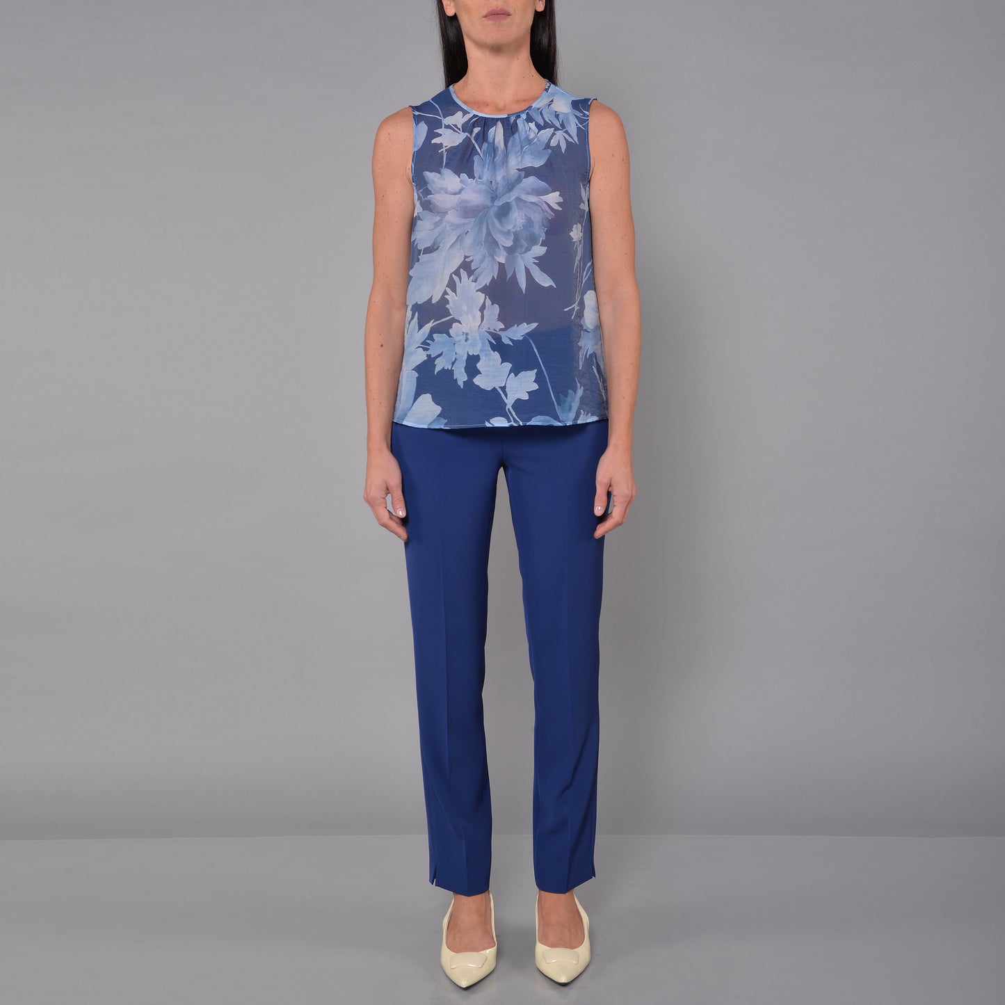 Top con Arricci Fiore Cielo