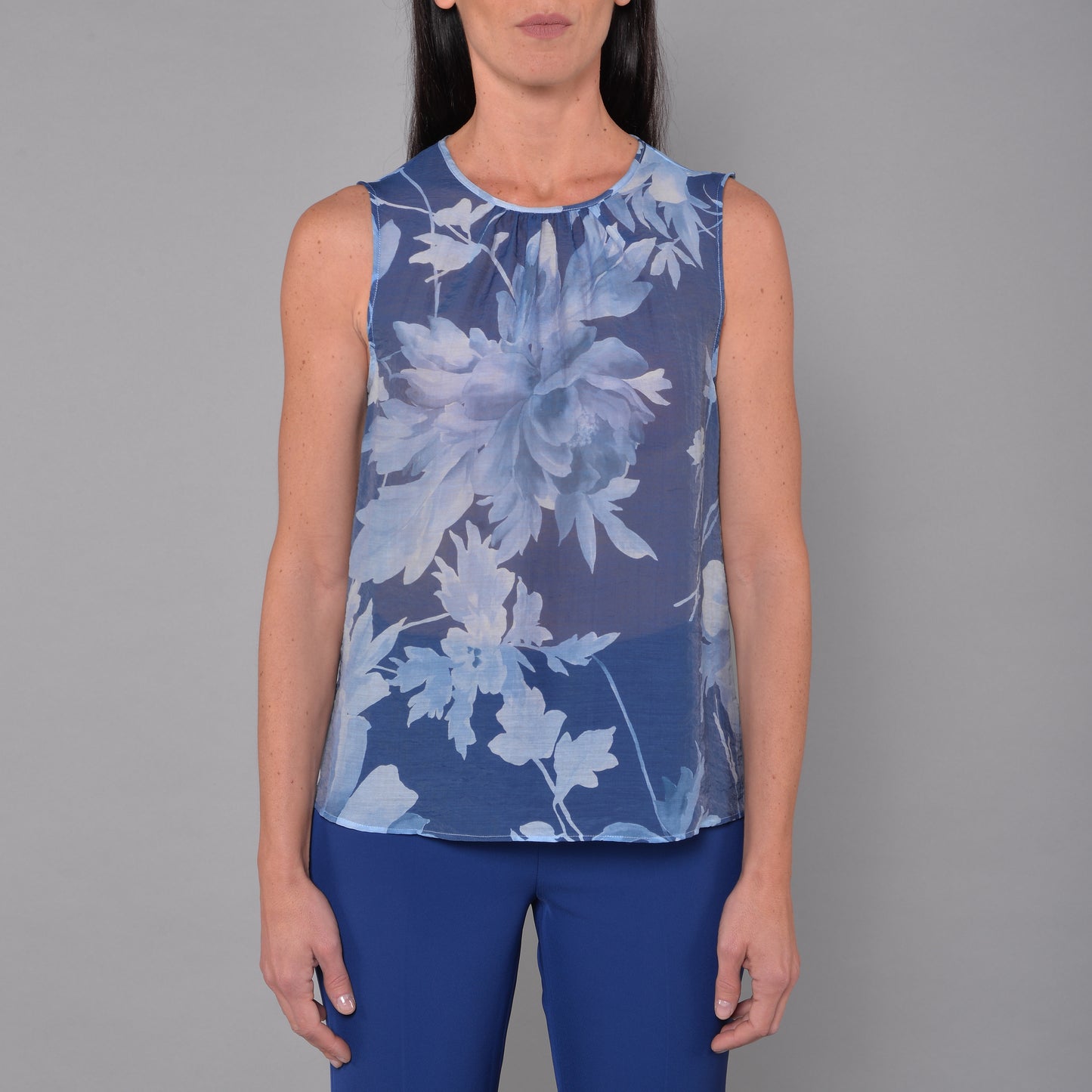Top con Arricci Fiore Cielo