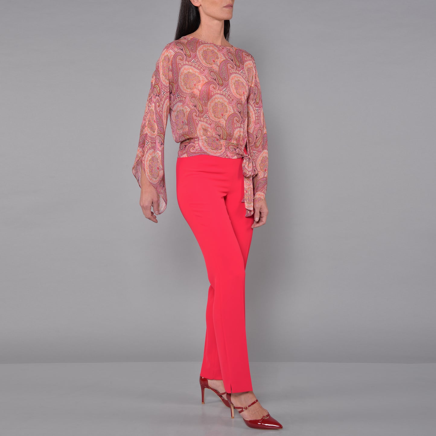 Pantaloni Zip sul Fianco Fragola