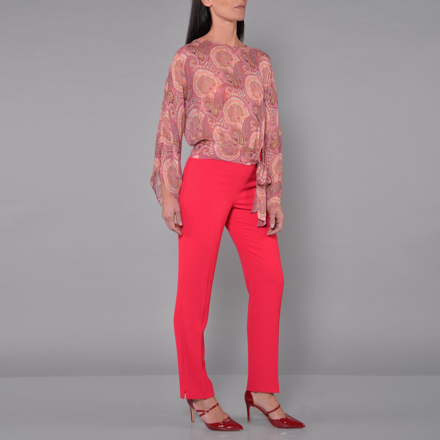 Pantaloni Zip sul Fianco Fragola