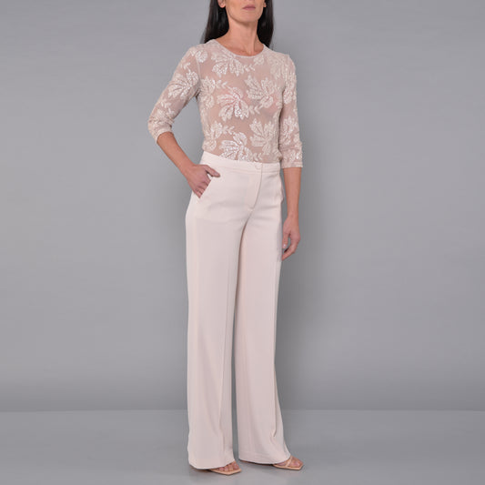 Pantaloni Gamba Larga Vaniglia