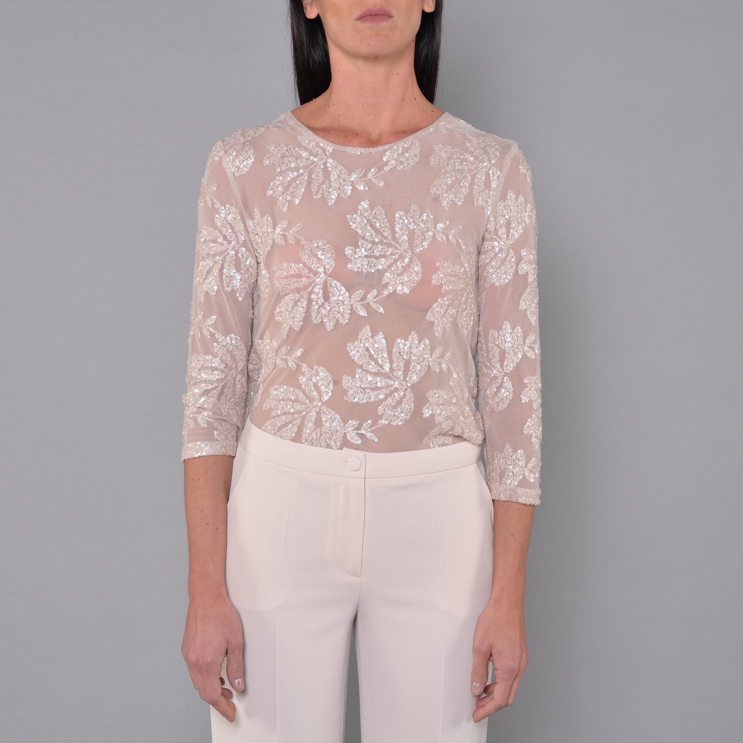 Ecru Sequin Tulle Jumper