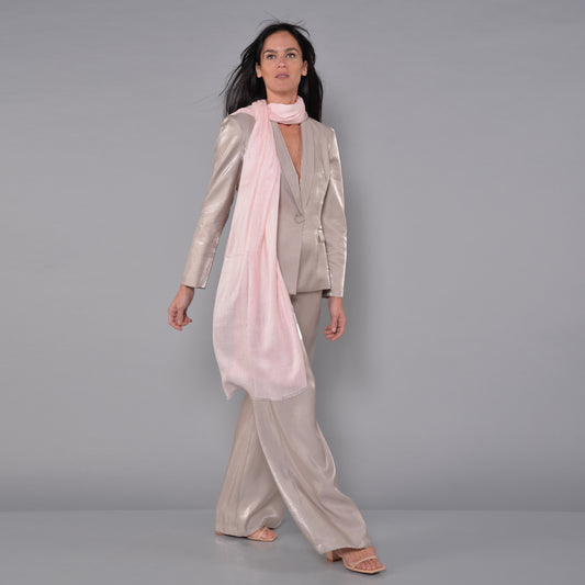 Hose mit weitem Bein aus Viskose-Satin mit Lurex-Kordel
