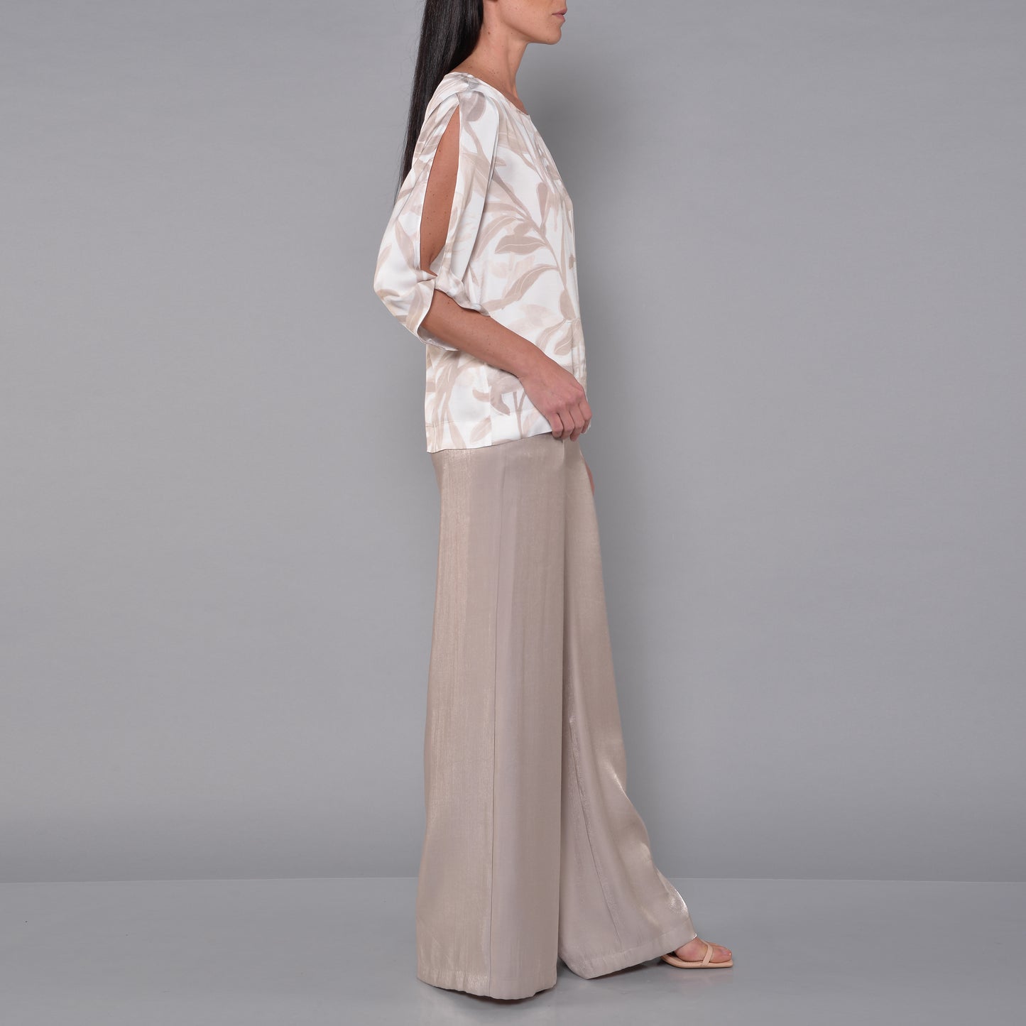 Wide-Leg Trousers in Rope Lurex Viscose Satin