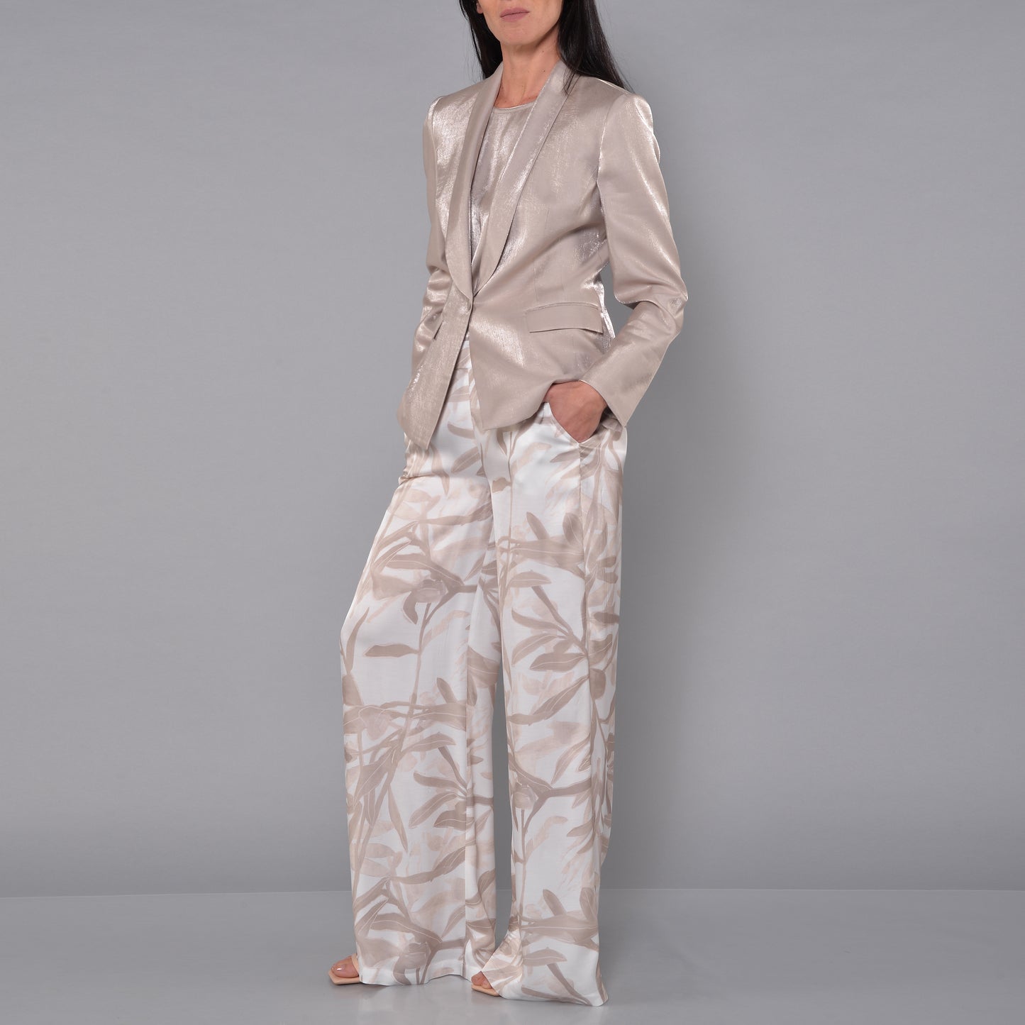 Top aus Viskose-Satin mit Lurex in Seiloptik