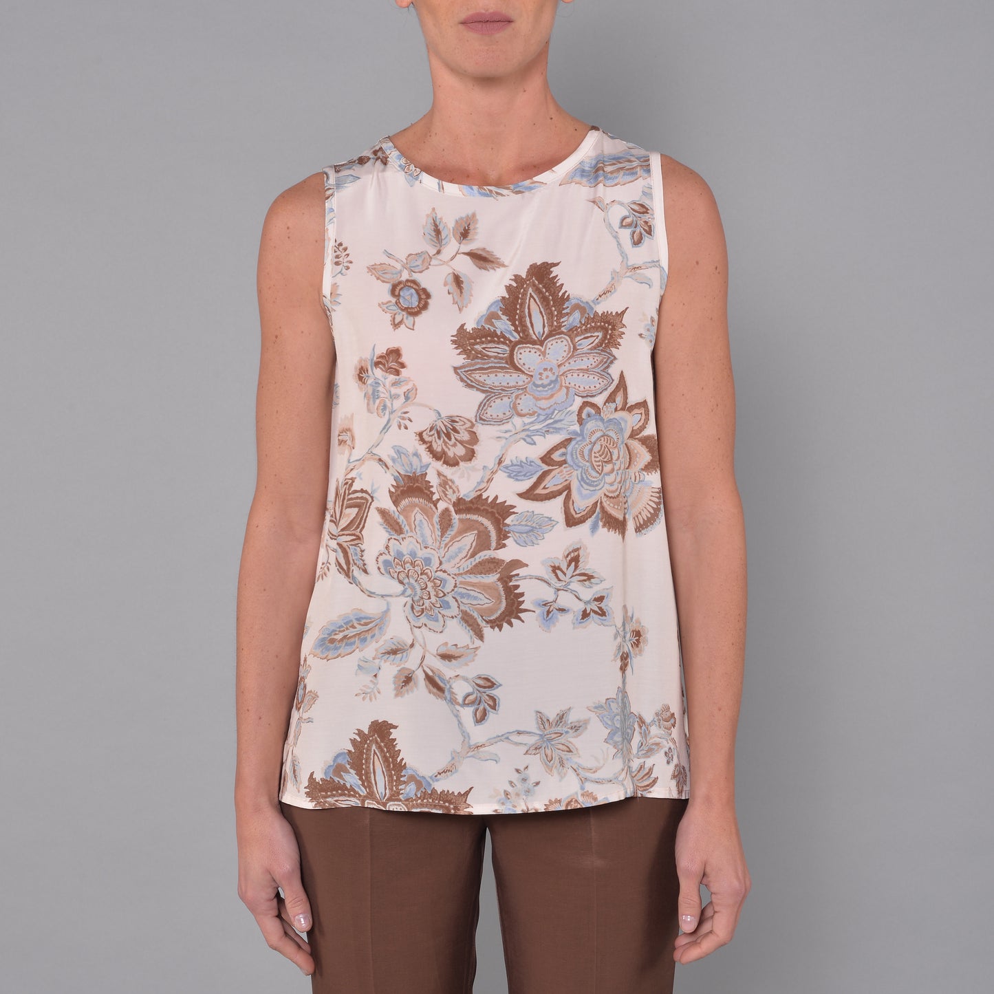 Top in Viscosa Fantasia Fiore Cioccolata