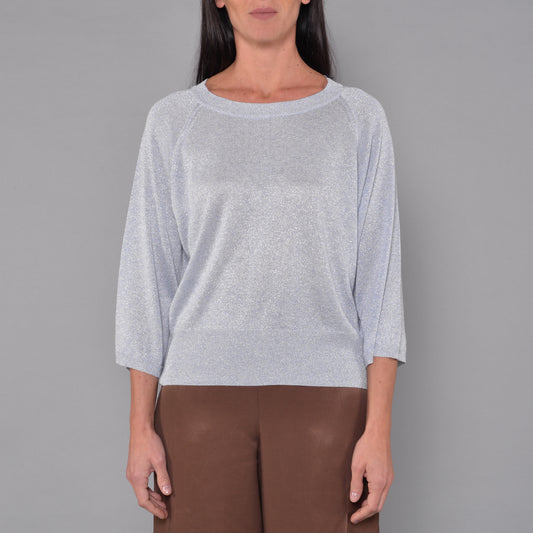 Maglia Lurex Celeste Manica Raglan