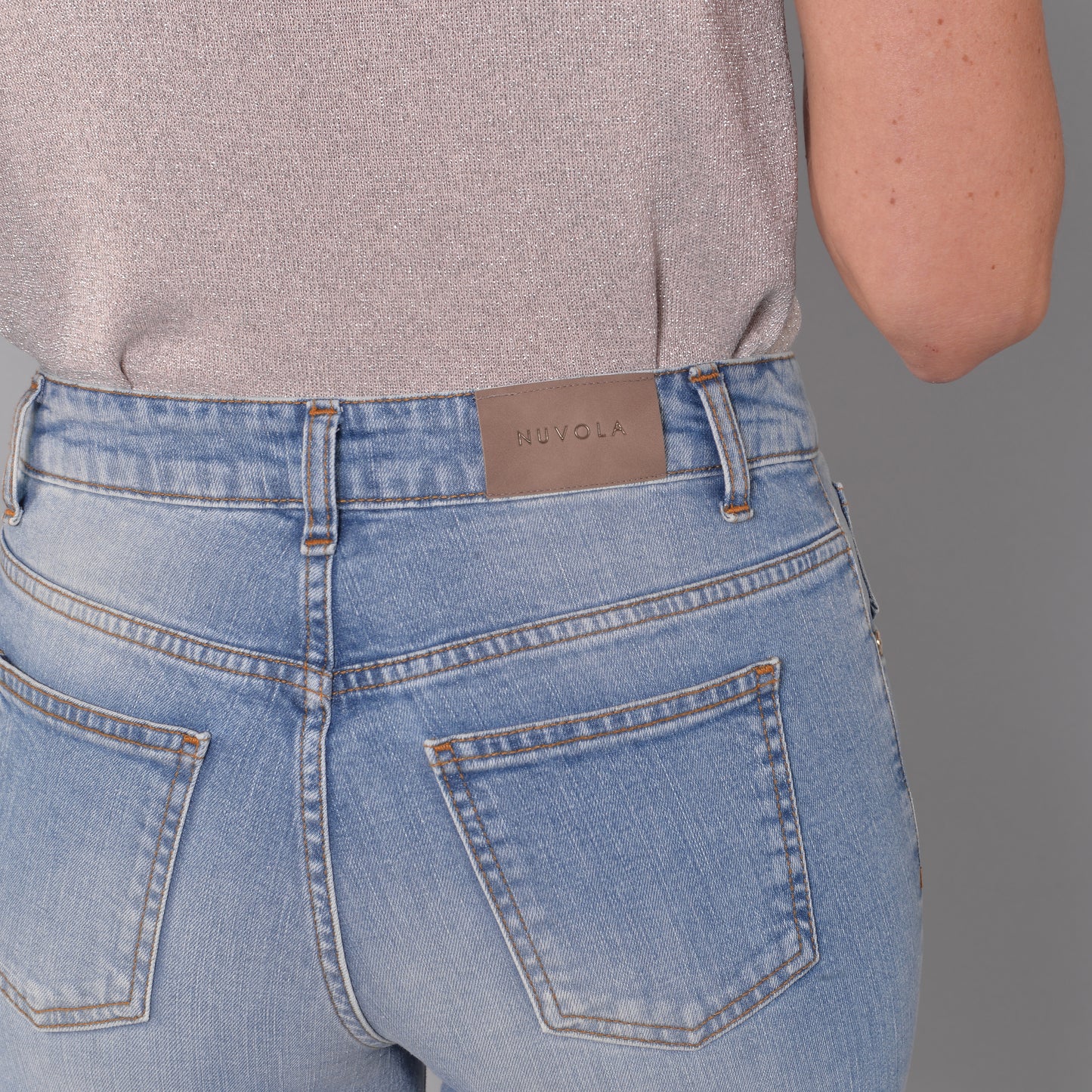 Light Blue Denim Flared Stretch Jeans