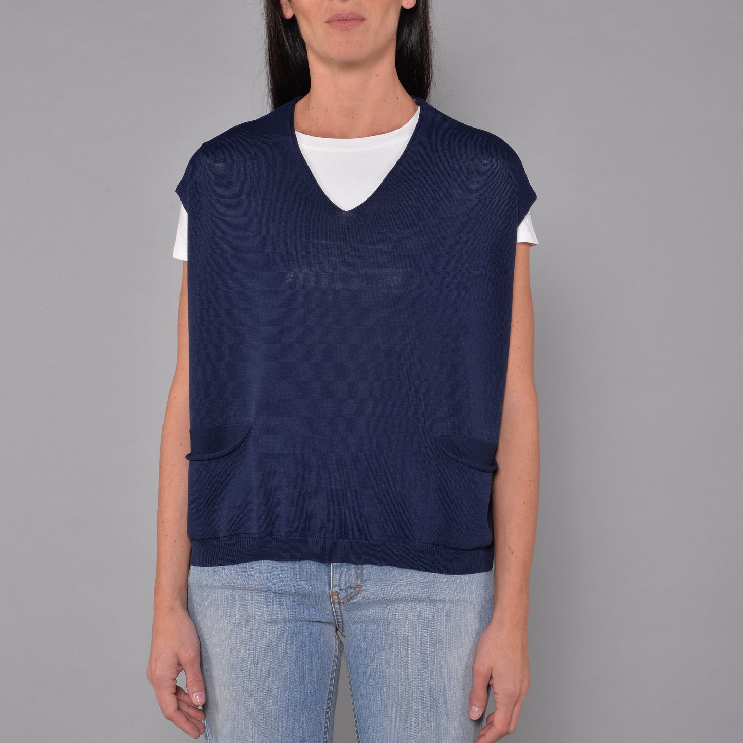 Gilet in Viscosa Elasticizzata Blu