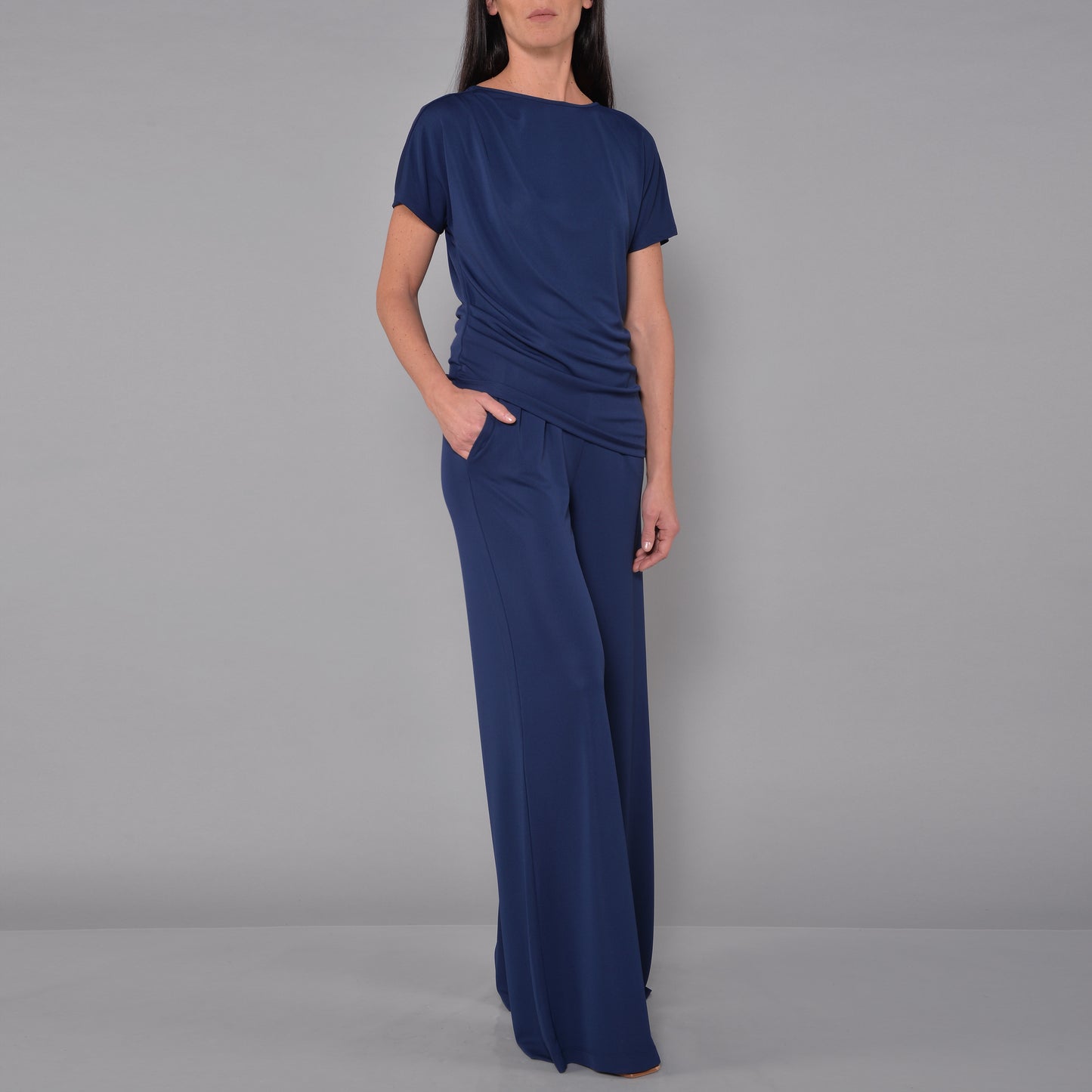 Pantaloni Jersey Crepe Blu