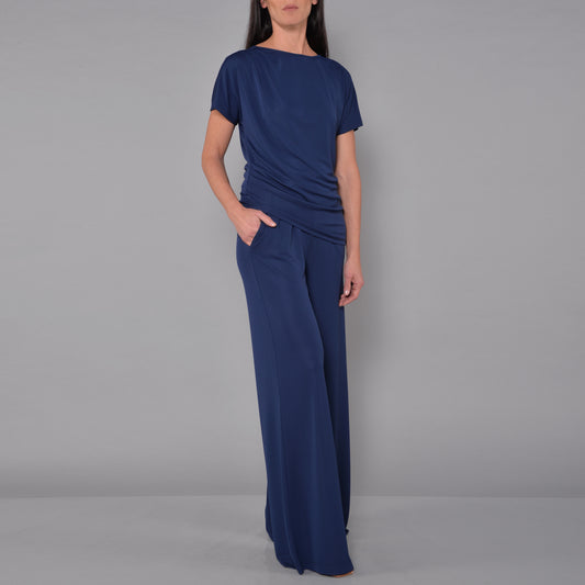 Pantaloni Jersey Crepe Blu