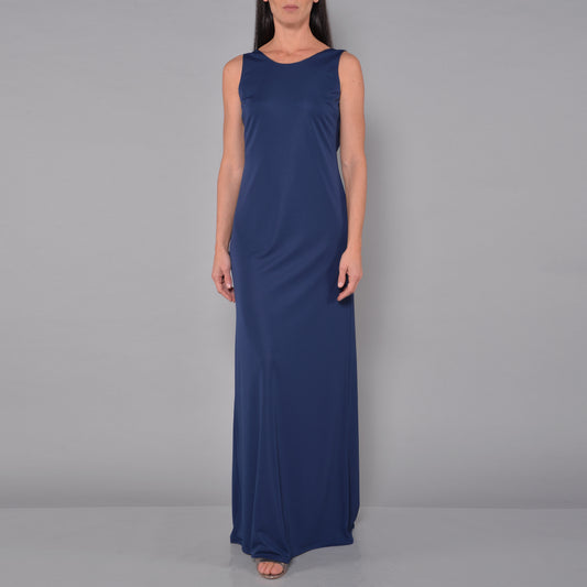 Abito Lungo in Jersey Crepe Blu