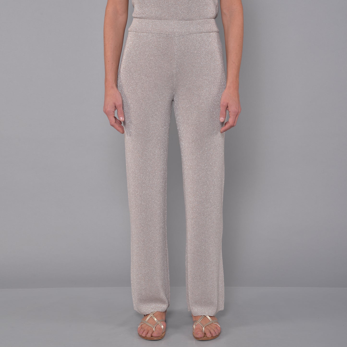 Pantaloni in Viscosa Lurex Argento