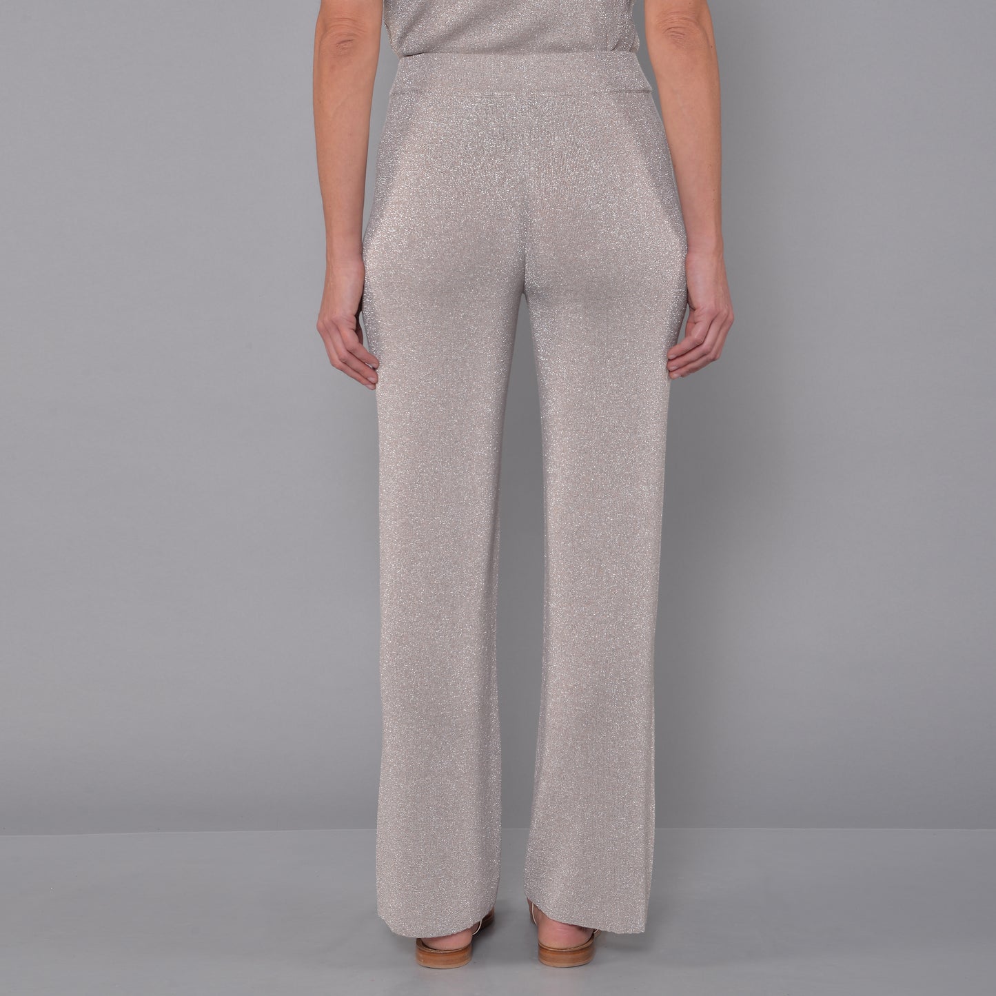 Pantaloni in Viscosa Lurex Argento