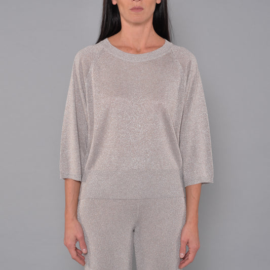 Maglia Lurex Argento Manica Raglan