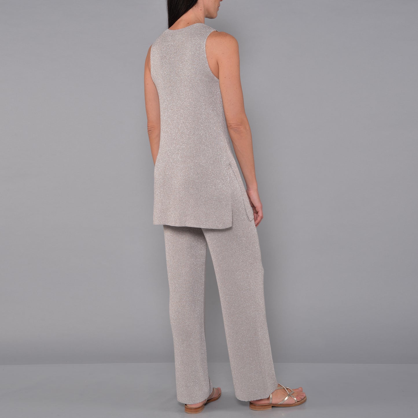 Pantaloni in Viscosa Lurex Argento