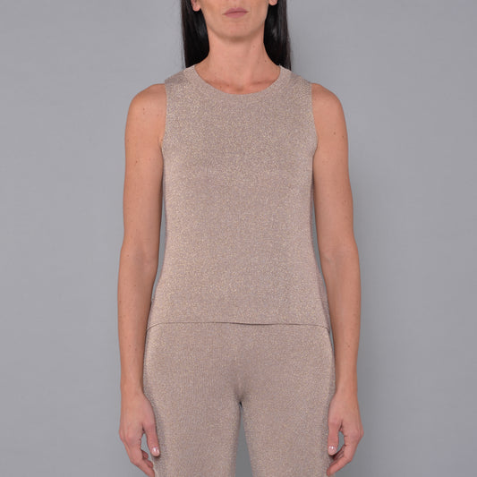 Canotta Girocollo in Viscosa Lurex Oro