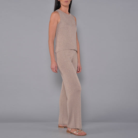 Pantaloni in Viscosa Lurex Oro