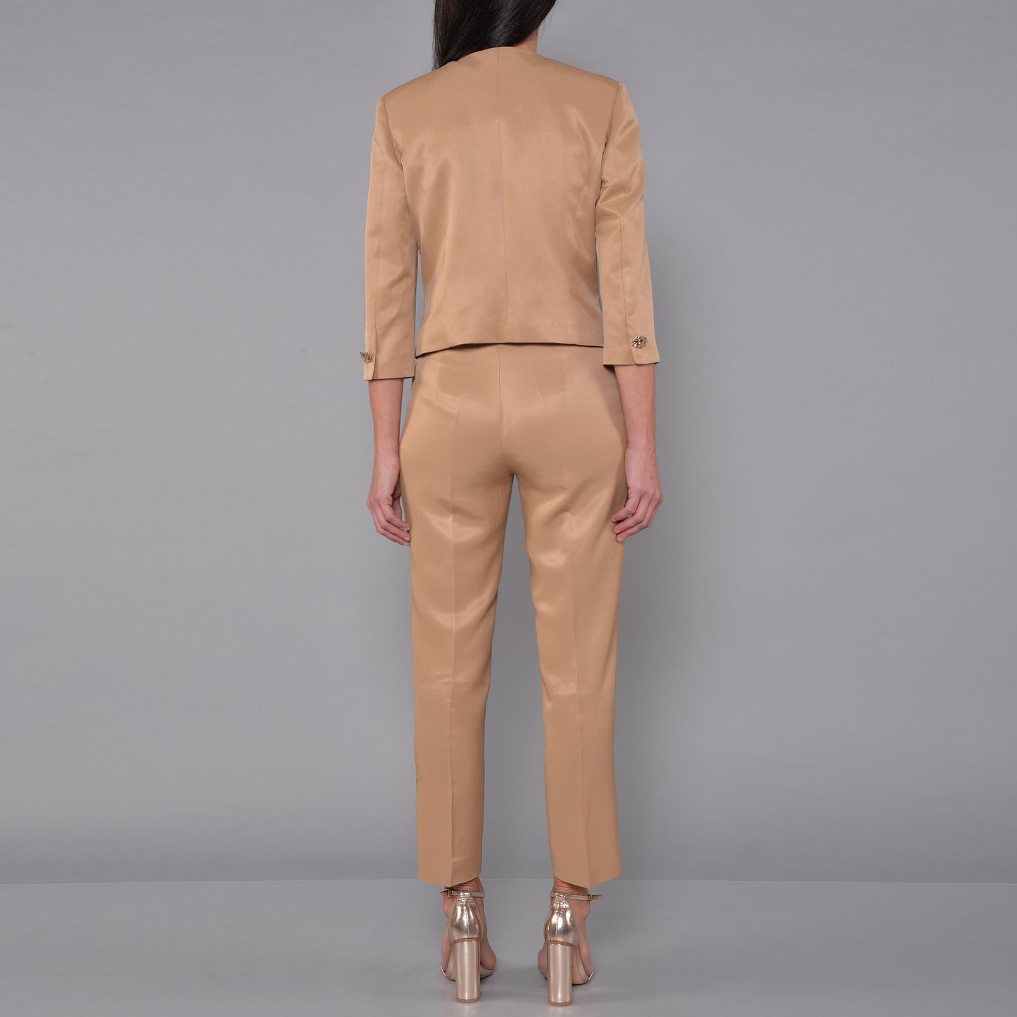 Caramel Viscose Linen Satin Trousers