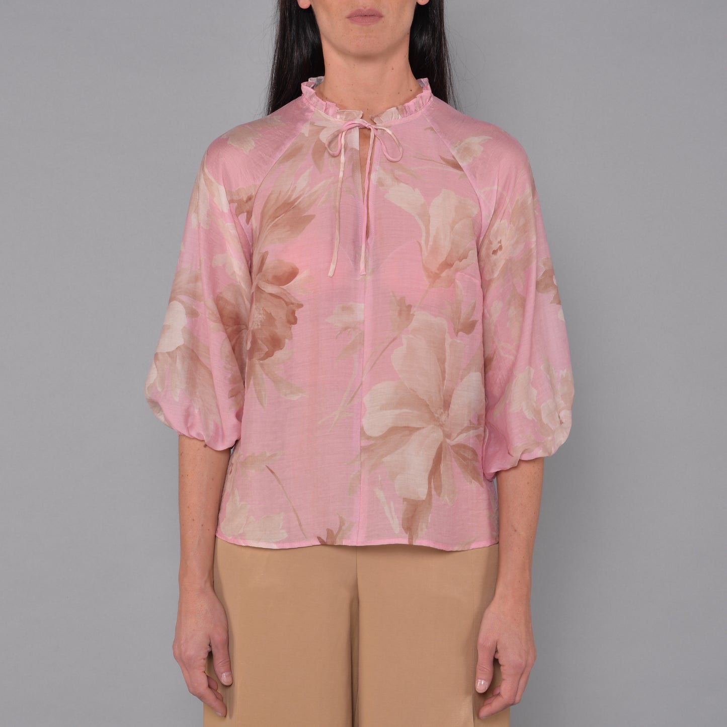 Blusa Fantasia con Rouches Fiore Peonia