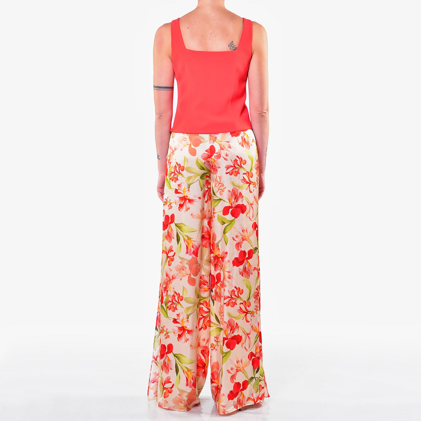 Pantaloni Stampa Fiore Corallo