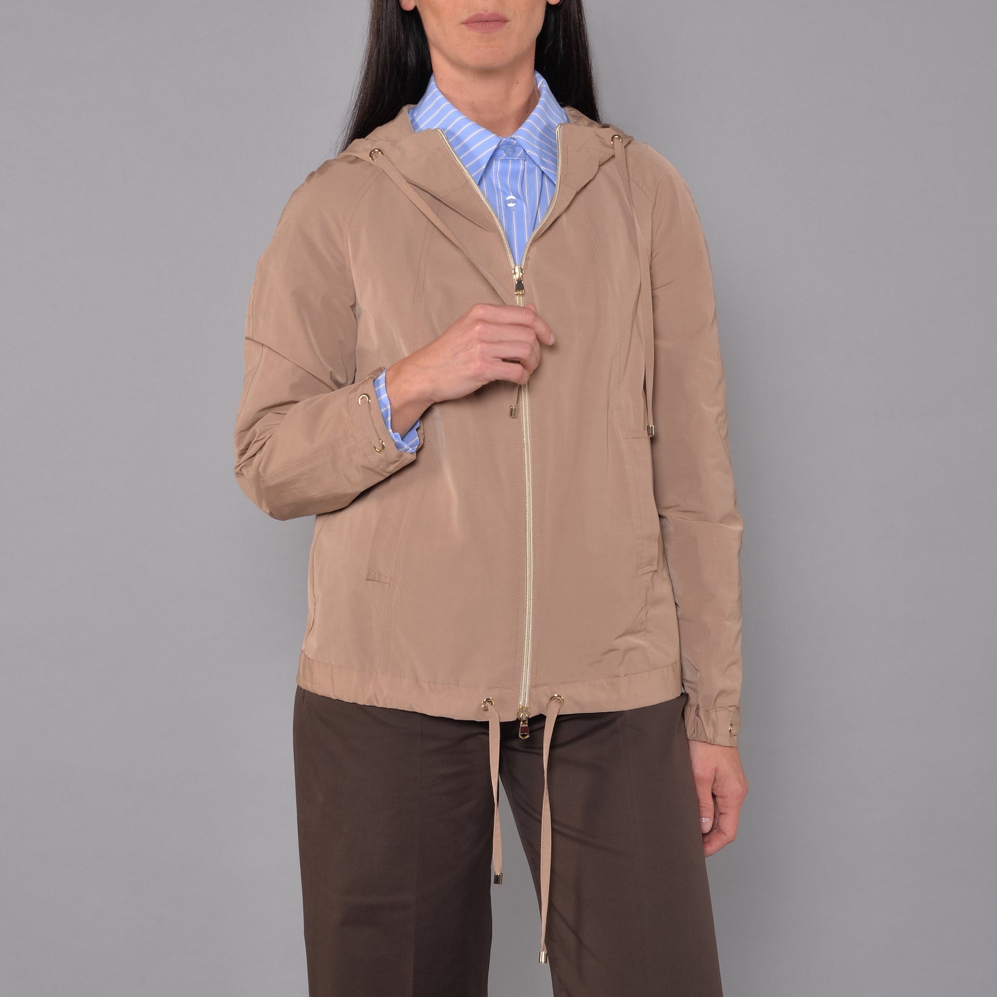 Trench con Cappuccio Khaki