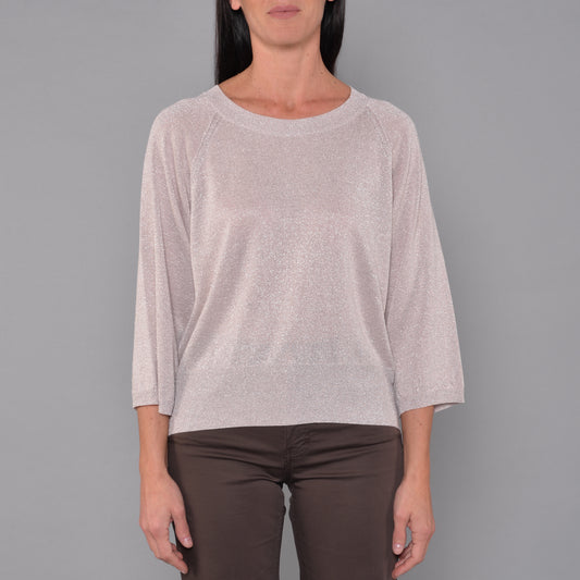 Maglia Lurex Rosa Manica Raglan