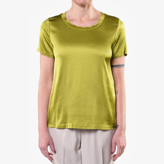T-shirt in Raso di Viscosa Elasticizzato Lime 1/2 Manica