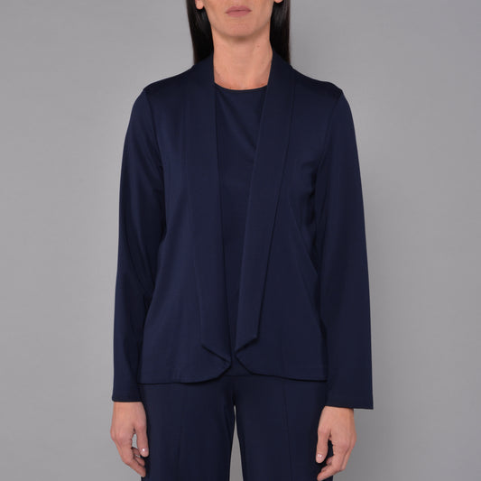 Cardigan Aperto in Jersey Blu