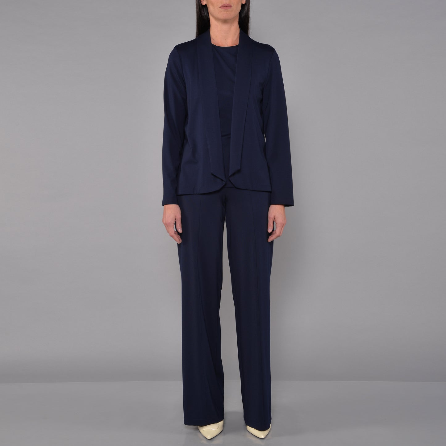 Cardigan Aperto in Jersey Blu