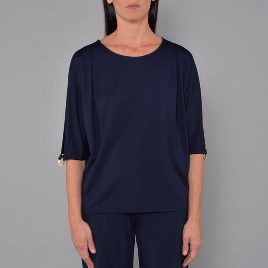 Maglia Con Anelli in Jersey Blu