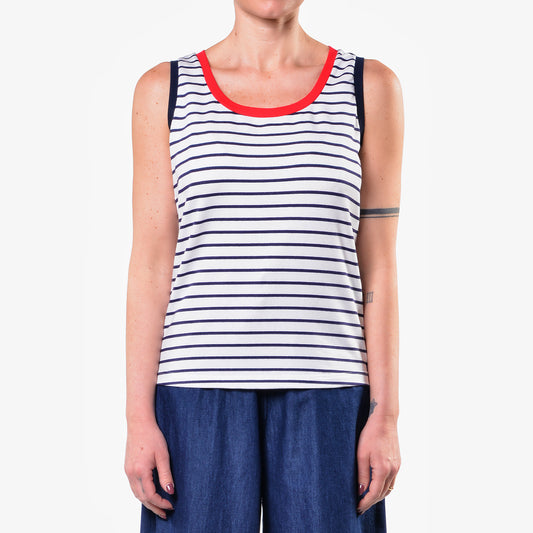 Blaues Jersey-Tanktop mit Streifen