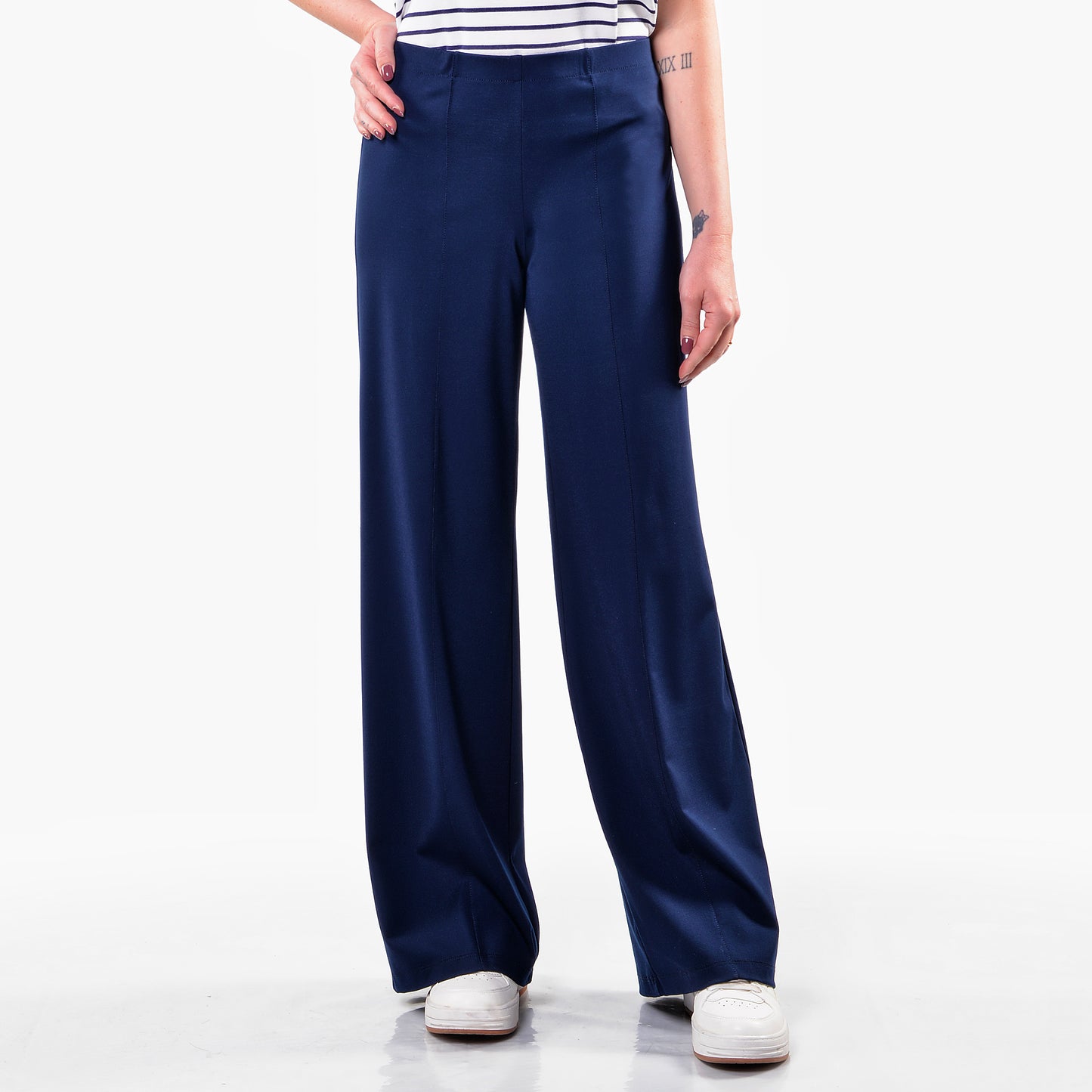 Blaue Jerseyhose mit weitem Bein