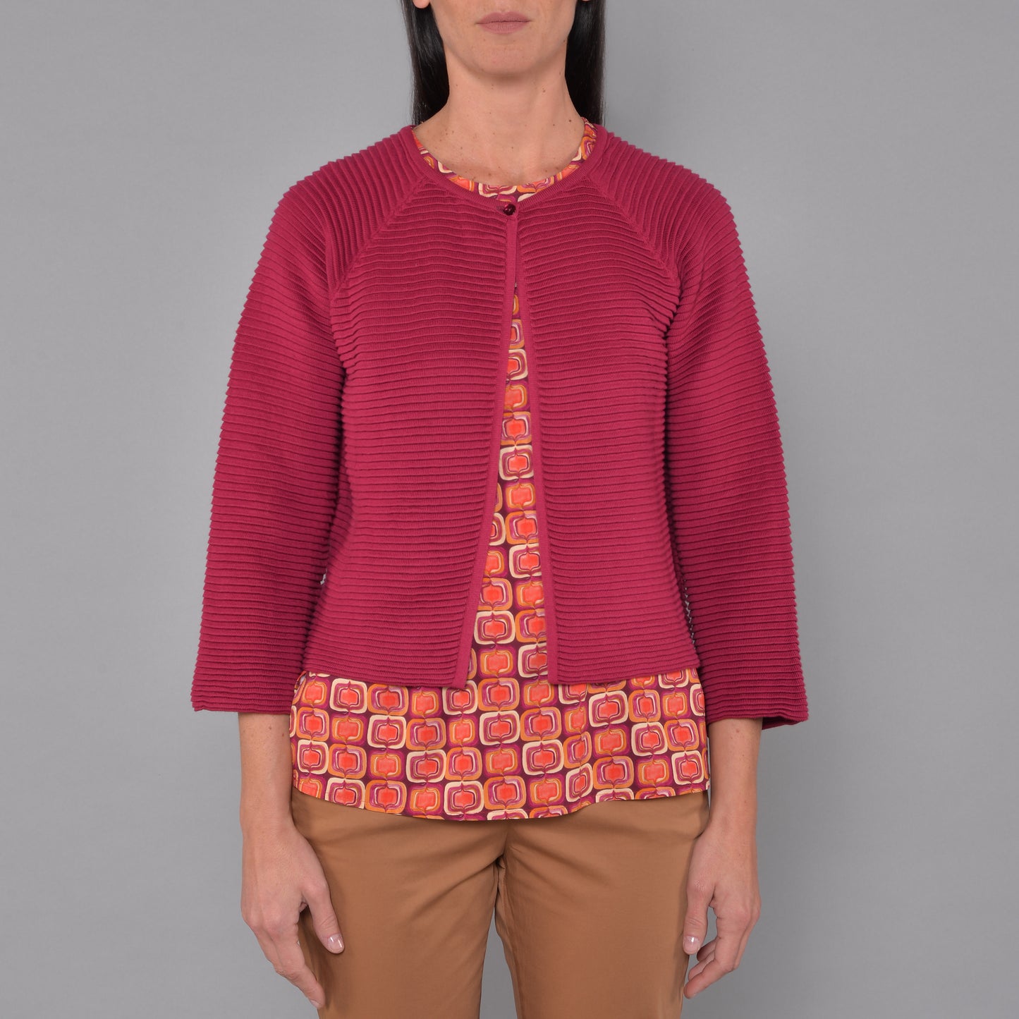 Top in Viscosa Fantasia Geometrica Corallo