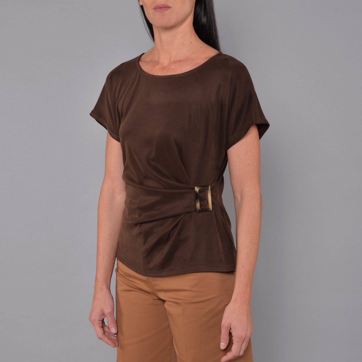 Maglia in Jersey con Fibbia Cioccolato