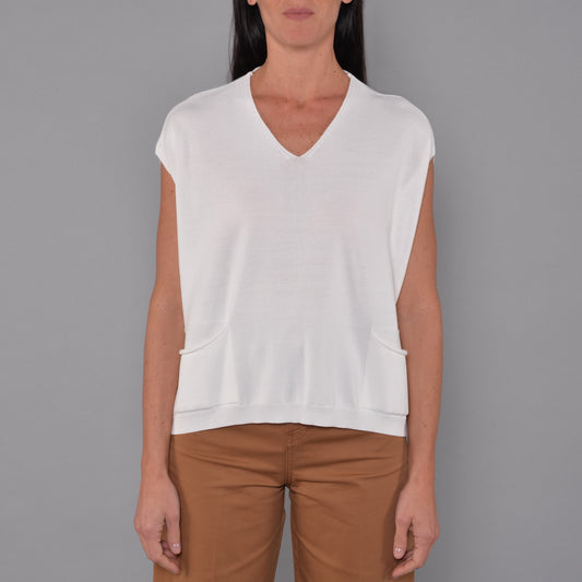Gilet in Viscosa Elasticizzata Bianco