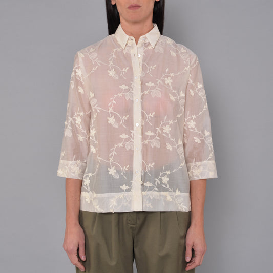 Camicia Ricamo Floreale Avorio