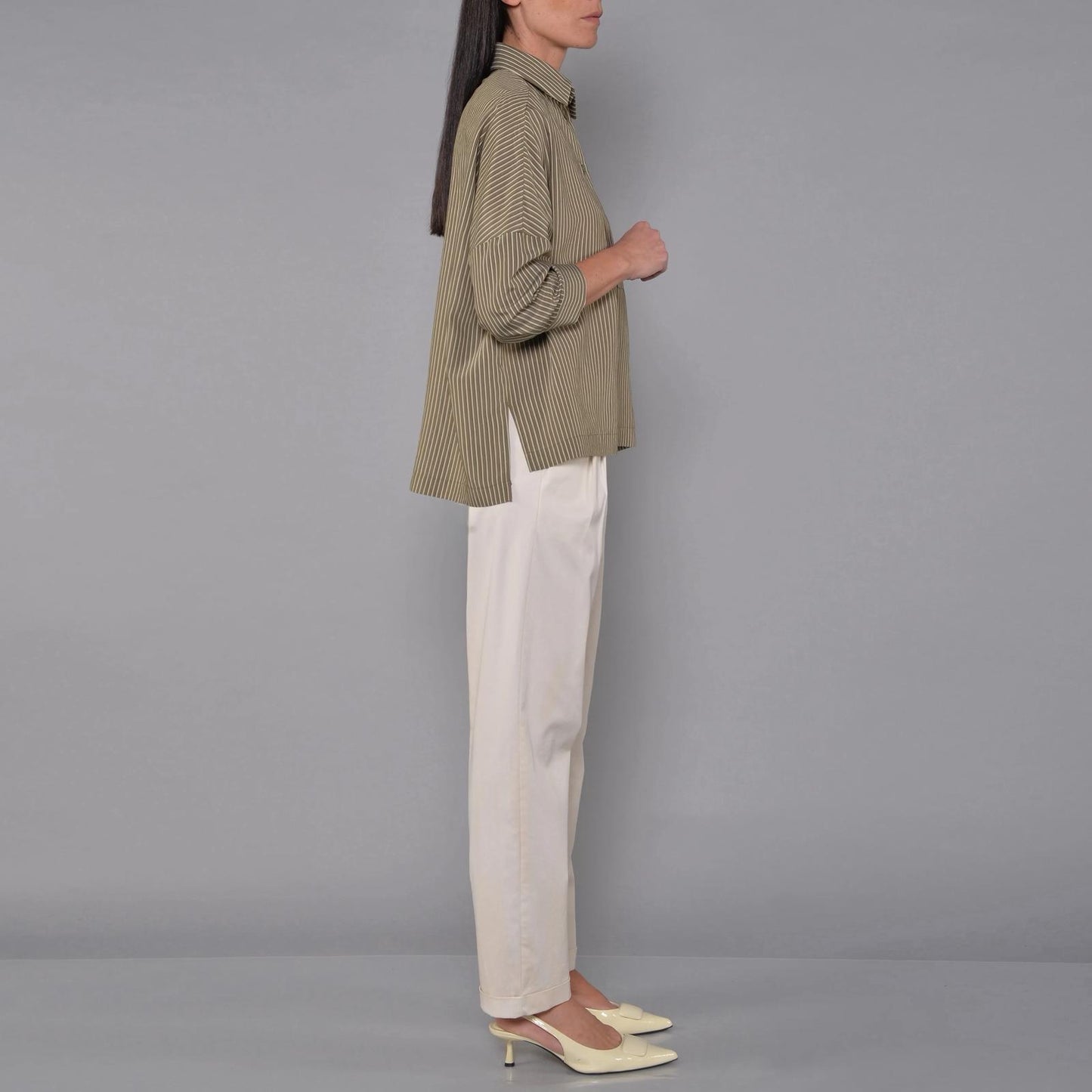 Oversized Shirt with Military Stripe Slits