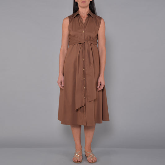 Hemdblusenkleid mit Knoten Tabak