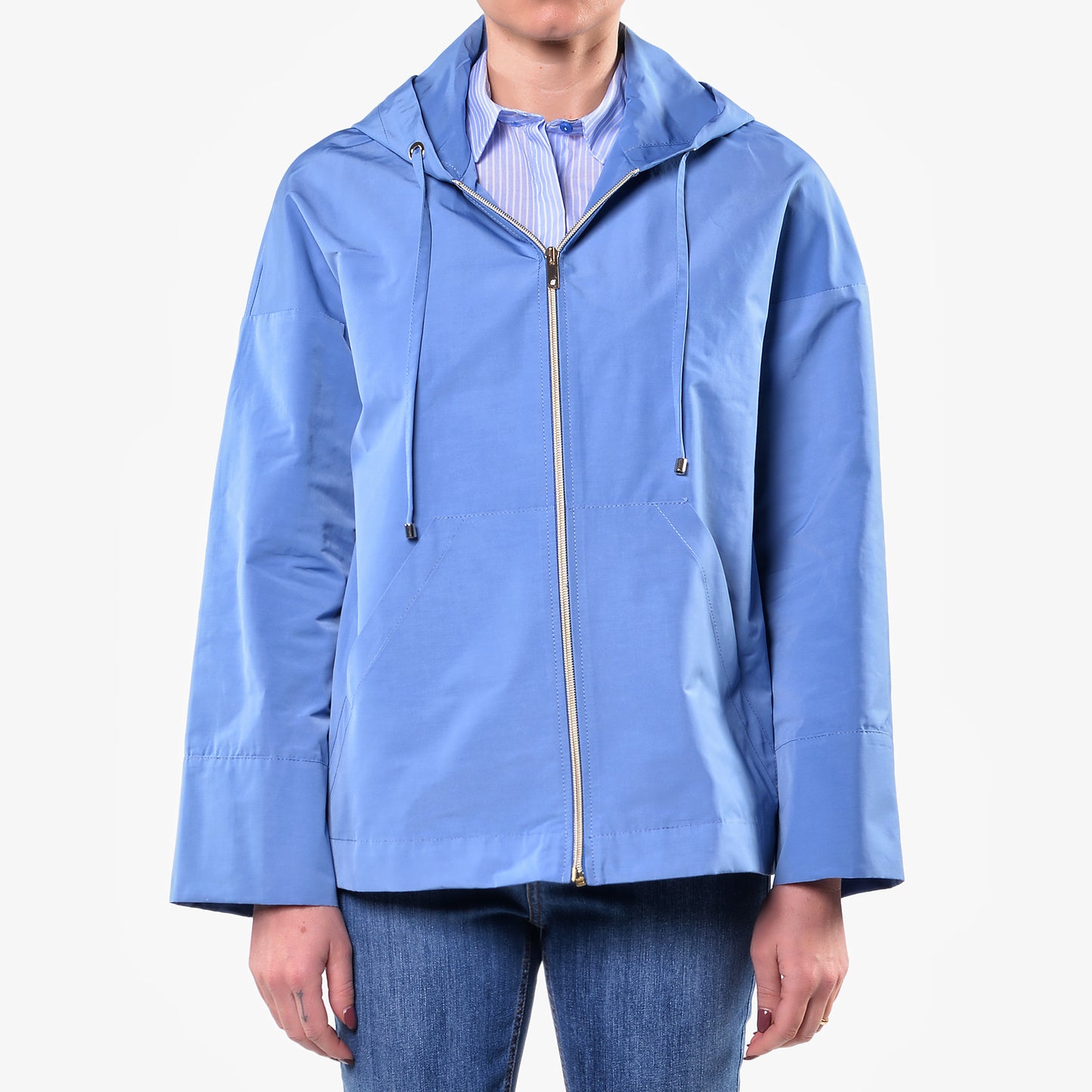Trench con Cappuccio Blu