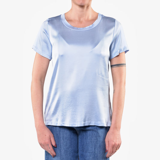 T-shirt in Raso di Viscosa Elasticizzato Celeste 1/2 Manica