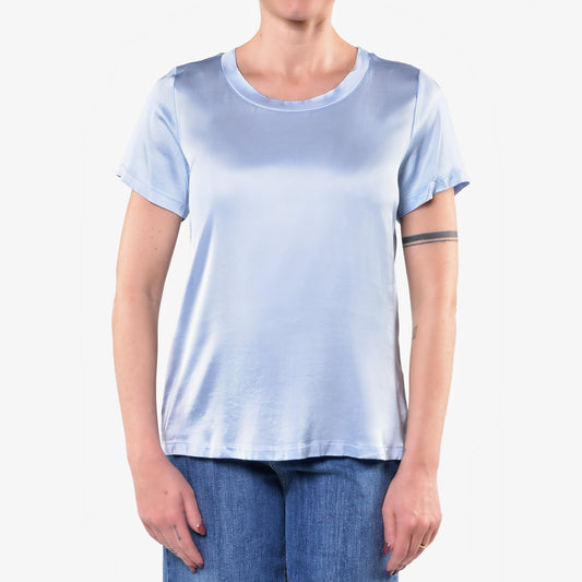 T-shirt in Raso di Viscosa Elasticizzato Celeste 1/2 Manica