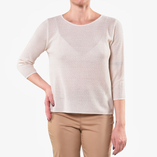 Maglia Girocollo Microrete Avorio