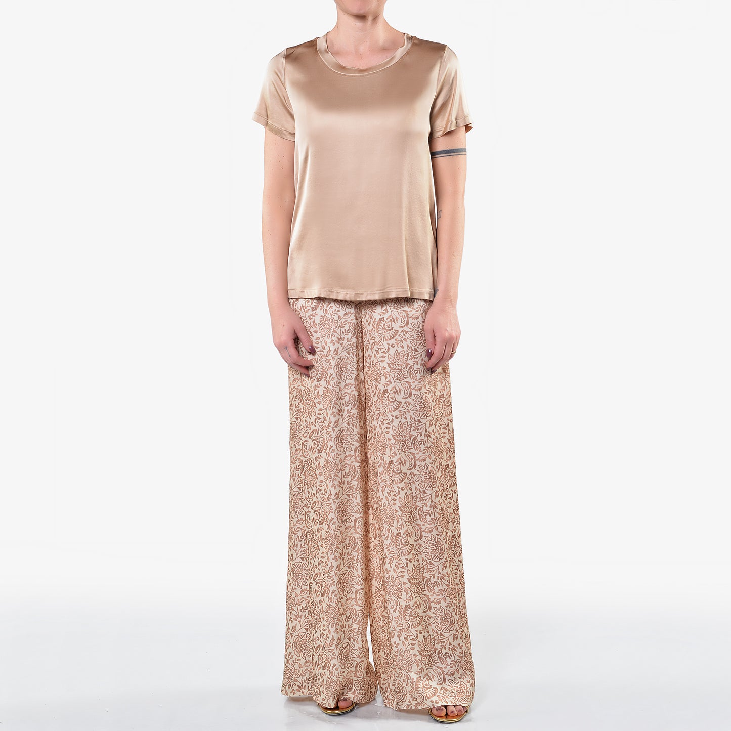T-shirt in Raso di Viscosa Elasticizzato Deserto 1/2 Manica