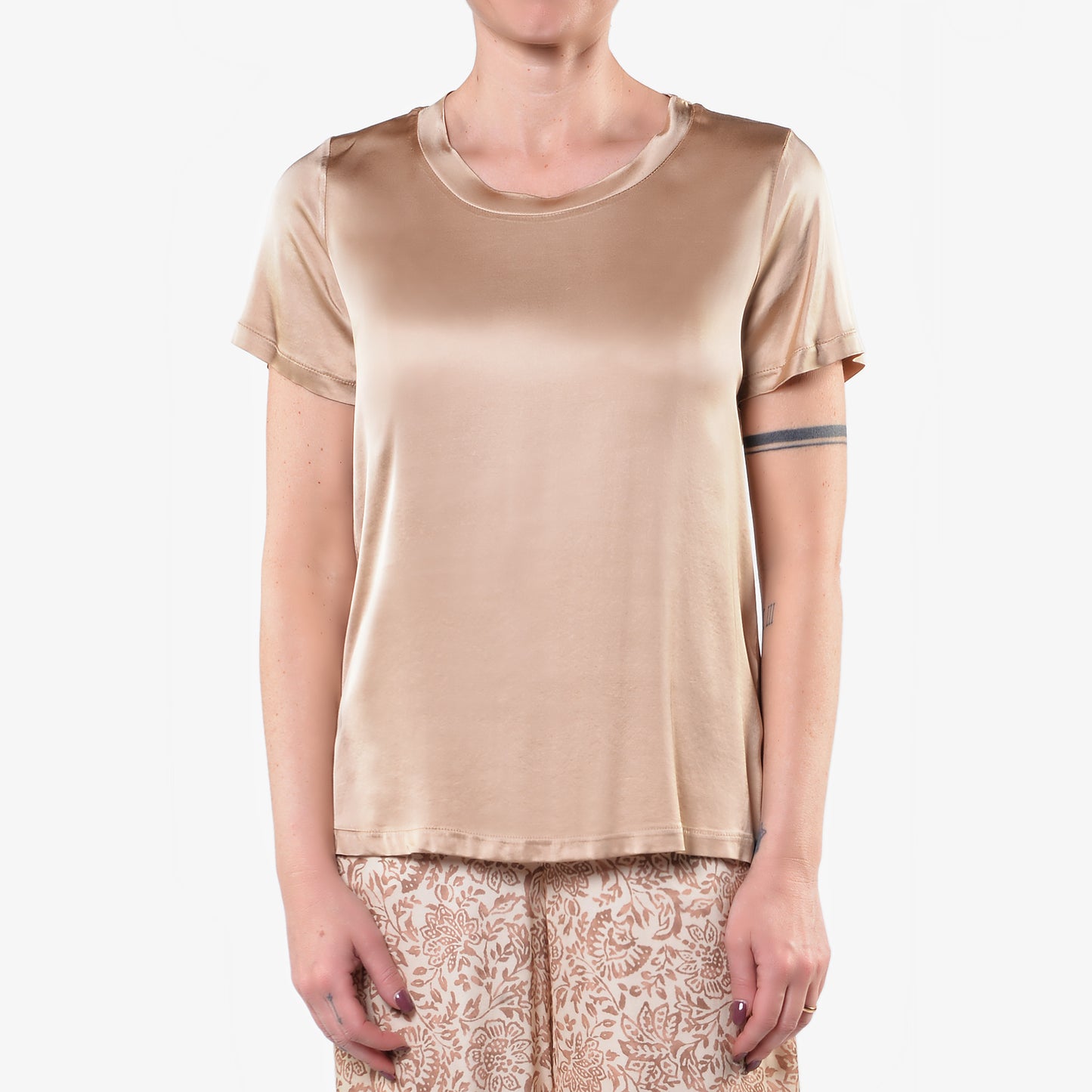 T-shirt in Raso di Viscosa Elasticizzato Deserto 1/2 Manica
