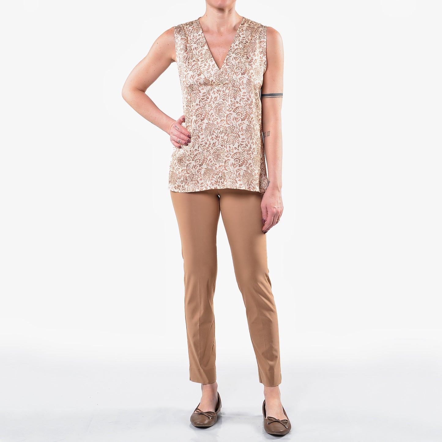 Top Fantasia Cachemire Khaki
