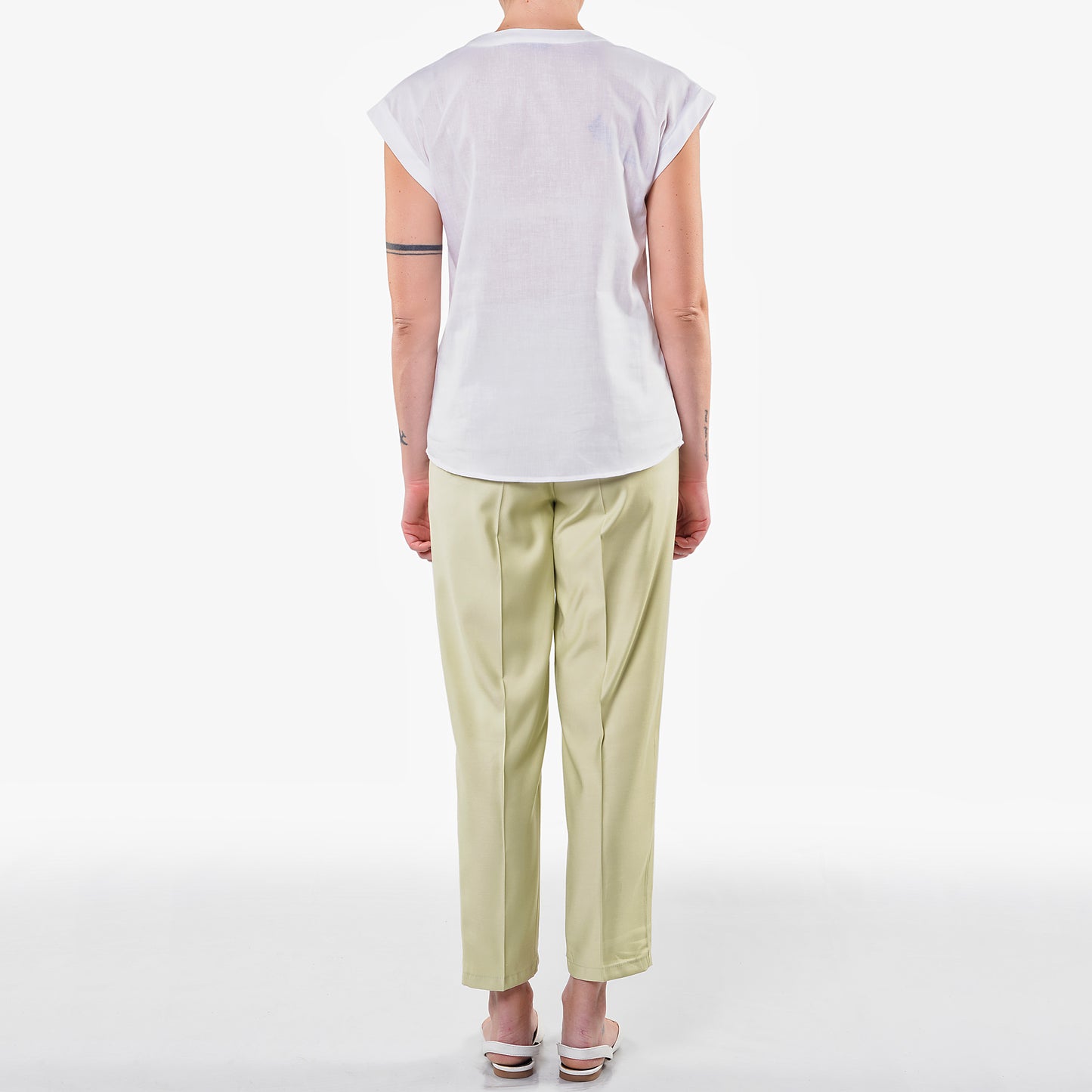 Camicia Coreana in Mussola di Cotone Panna