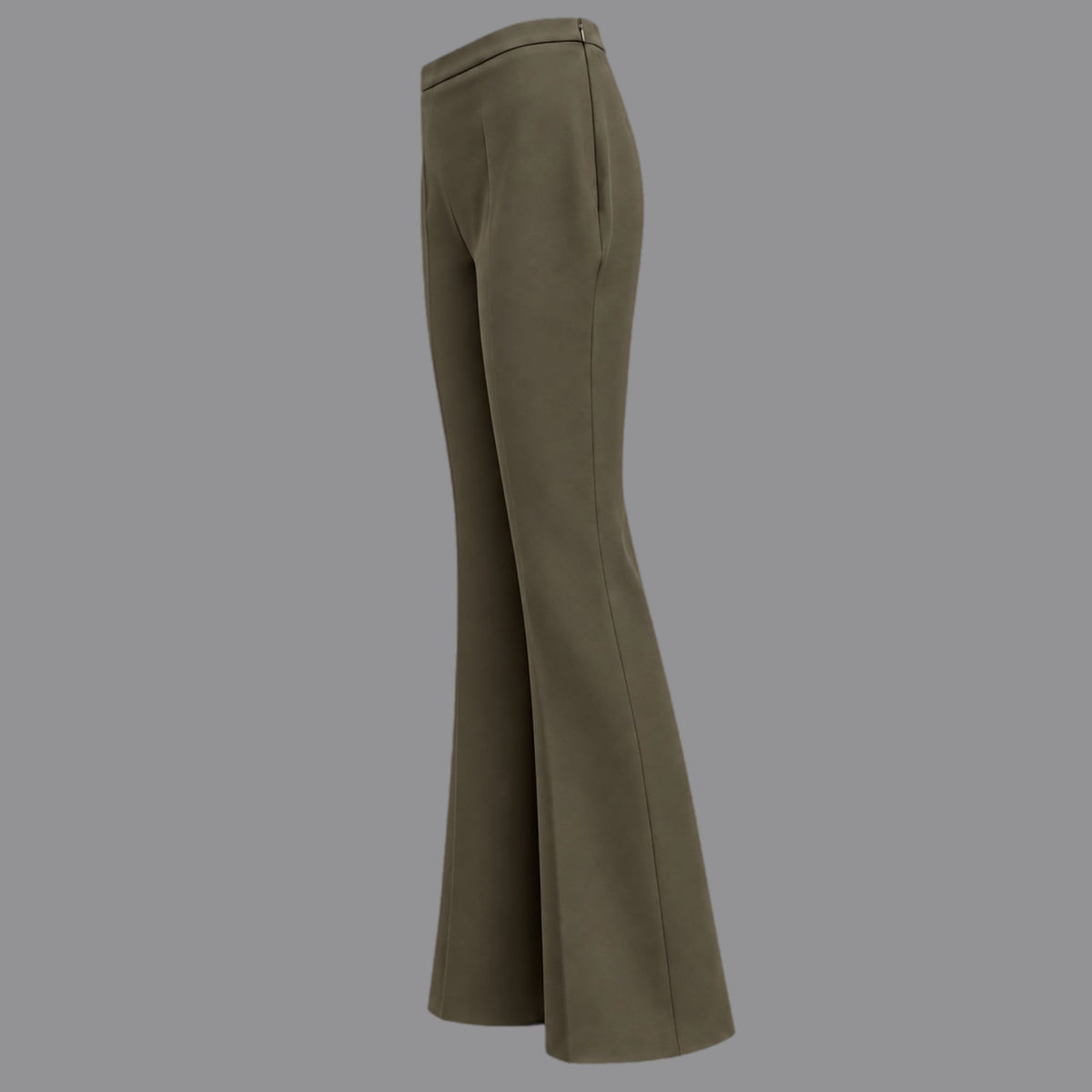 Pantaloni a Zampa in Fluido Muschio