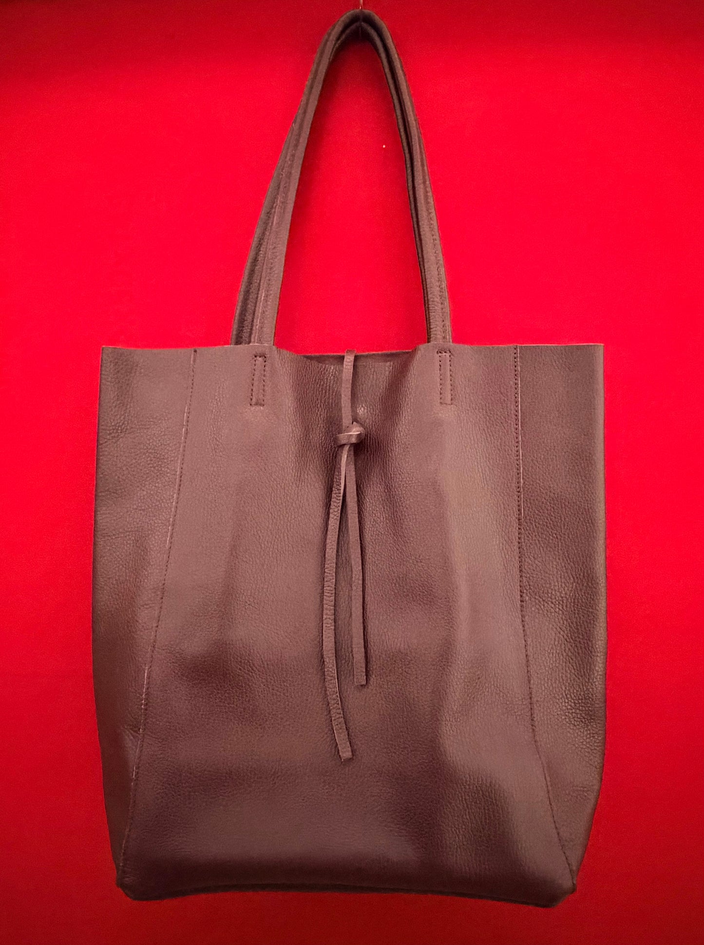 Borsa Shopper in Pelle Bordeaux
